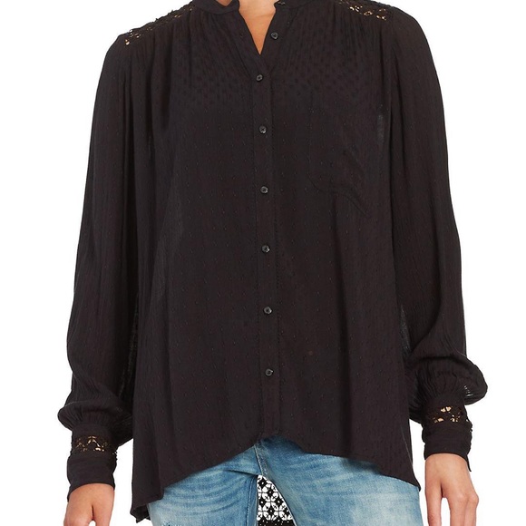 Free People Tops - Free People Black Button Down Blouse